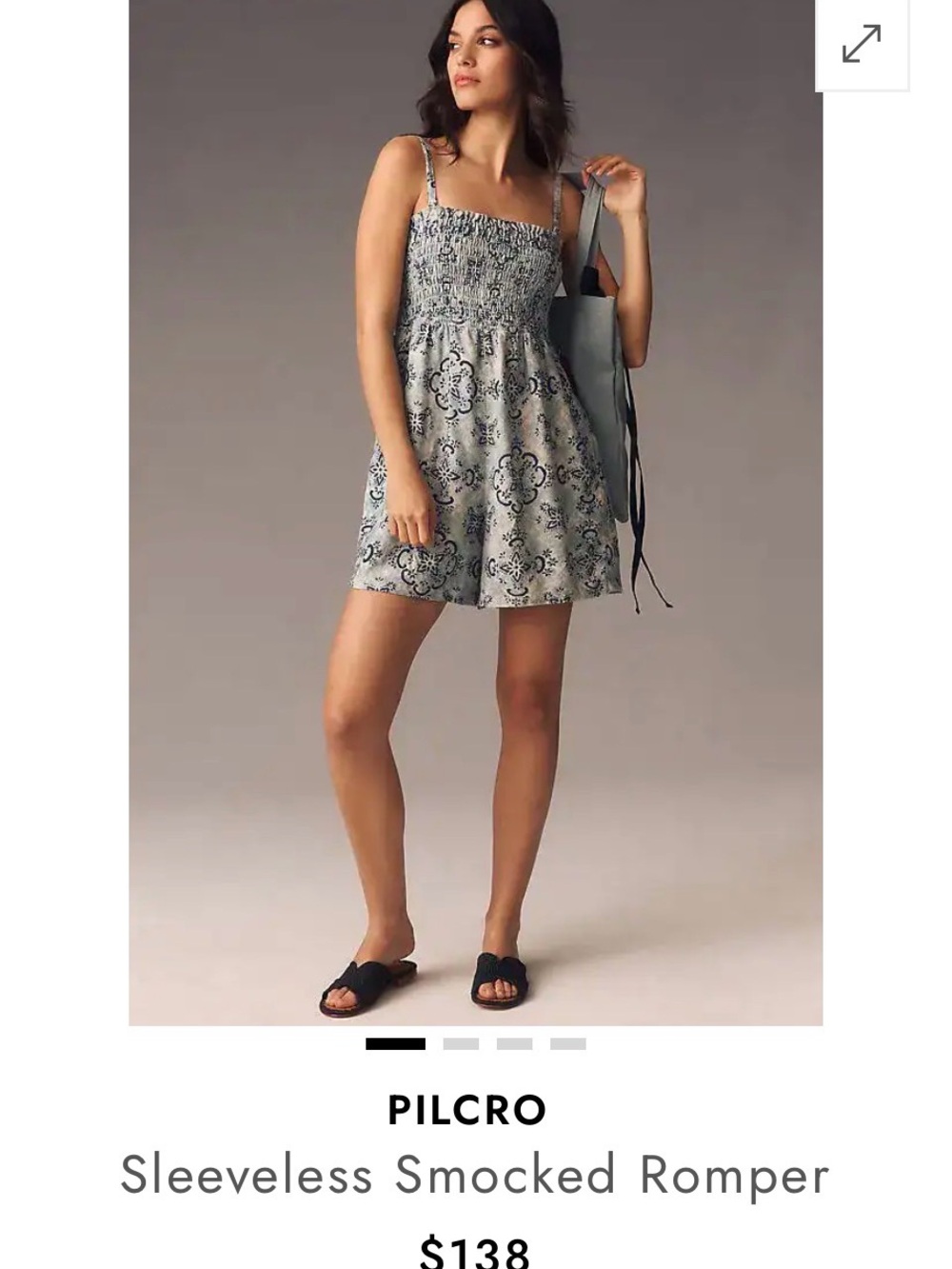 Pilcro Light Gray Romper with Navy Floral Print NWT
